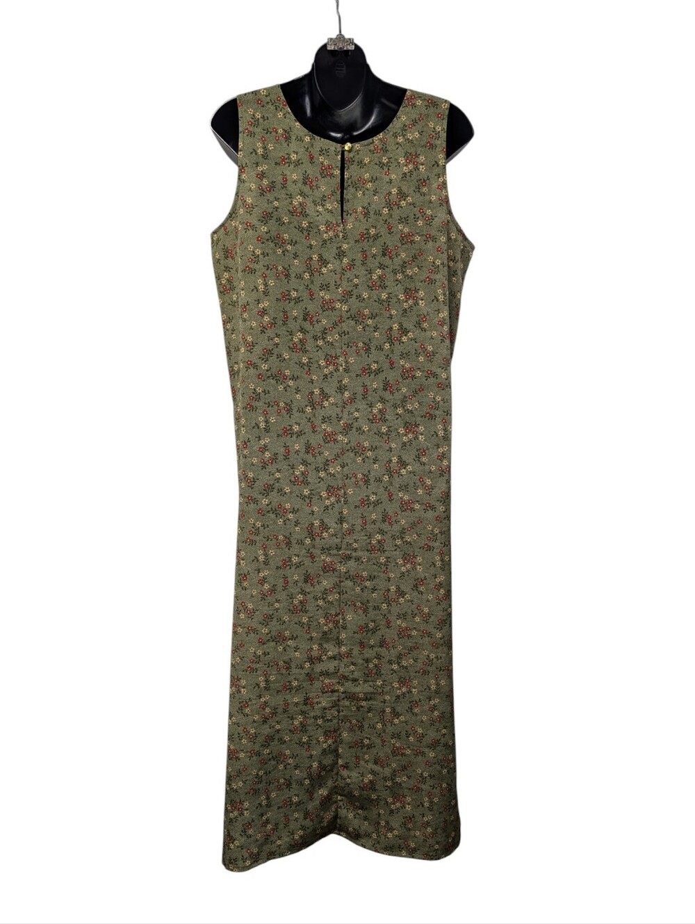 Christopher & Banks Green Floral Sleeveless Midi Dress Women's Size 10 Keyhole - Picture 2 of 8